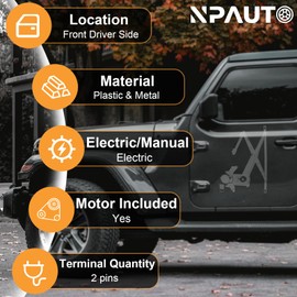 NPAUTO Front Driver Side Power Window Regulator with Motor Replacement for 94-02 Dodge Ram 1500 2500 3500 Pickup 1994 1995 1996 1997 1998 1999 2000 2001 2002, Left, 741-753