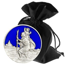 LUNEXUS Christopher Car Magnet Diameter 3.5 cm - Saint Christopher Car Plaque - Blessed - Patron Saint Drivers - Christopher Car Medal - Guardian Angel Car Magnet - Car Lucky Charm
