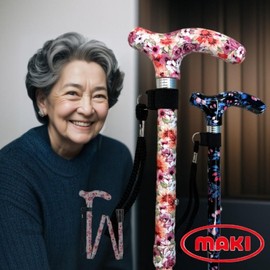 [Grandma gift recommendation] Foldable flower cane with folding floral pattern Cane Black (FS-411BK)