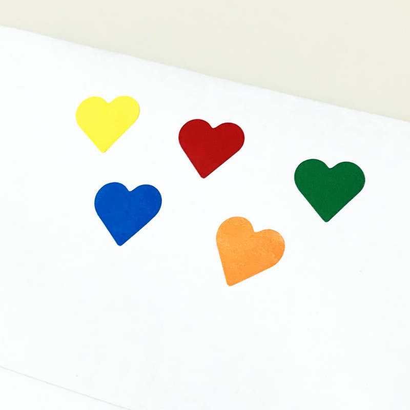 3000 Pieces - 0.5" Heart Stickers Labels, 5 Colors