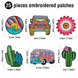 TACVEL 25Pcs Iron on Vintage Patches Assorted Styles Retro Aesthetics Embroidered Patches, Sew on/Iron on Patches for Clothes Dress Pants Hats Jeans, Applique DIY Accessory