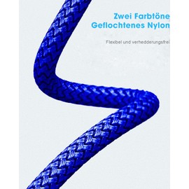 Power Cable 3-Pin Small Device Cable 1 m (Protective Contact Plug Type F CEE 7/7 90° Angled to C5 Female, VDE) Nylon Braided Power Cable for TV Monitor PC Screen Laptop Notebook Power Supply – Blue