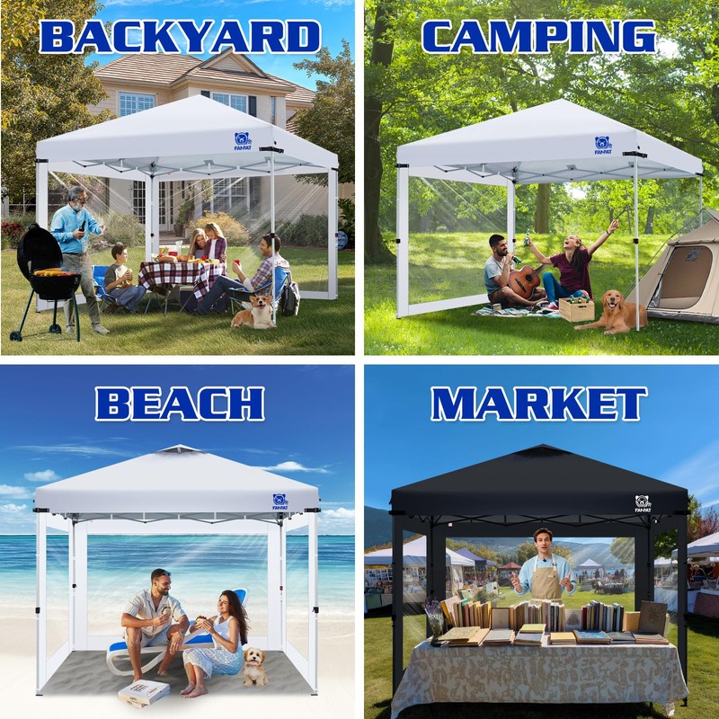 FANPAT 3Pcs Clear Canopy Sidewalls for 10x10 Pop Up Tent,