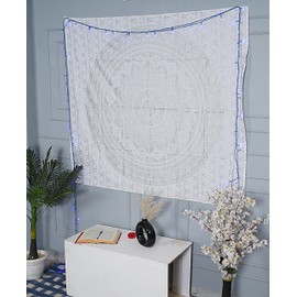 FURNISHFUL FINESSE Small Mandala Tapestry Indian Aesthetic Wall Tapestries for Bedroom Psychedelic Ombre Wall Decor Boho Bohemian Wall Art & Home Dorm Decorative - White Silver - 30x40 Inches