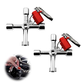 Pack of 2 4-Way Multifunctional Utility Keys, Multifunctional Cabinet Key, Square Key, Meter Box Key, Cross Control Cabinet for Electric Water Meter Box Cabinet Open