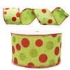 Christmas Ribbon Wired 2.5 Inch Dots with Stripes 5 Yard