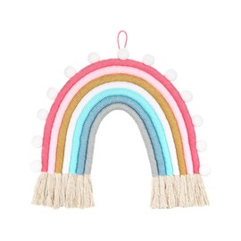 Macrame Wall Hanging, Woven Rainbow Macrame Tapestry Wall Hanging Home Decor for Bedroom Living Room Baby Room Apartment - 12.5''x11.8''.