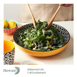 DOWAN 11.5" Large Fruit Bowl for Kitchen Counter, 2.9 Qt Decorative Serving Platter, Serving Dishes for Entertaining, Ceramic Serving Bowl Plates for Salad Pasta, Big Colorful Bowls for Home Decor