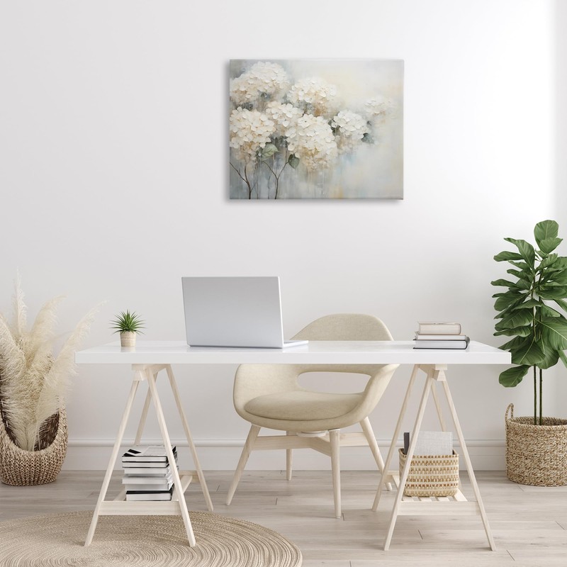 Stupell Industries Subtle Fading White Hydrangeas Canvas Wall Art, design