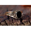 Delicate Lucy 9mm Black Stone Onyx Life Spiral Bronze Ring,