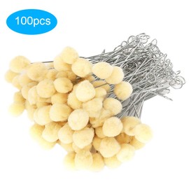 100Pcs Wool Dauber Applicator Wool Dye Applicator Metal Handle Wool Daubers Ball Leather Dye Tool Wool Dye Applicator Wool Daubers Ball Brush for Leather Dyeing, Cleaning, Sealing