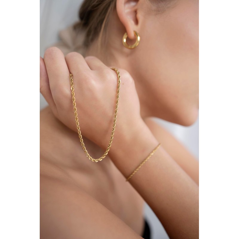 EMILIAZ Asha Necklace 18K Gold Plated Rope Chain for Women,