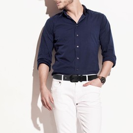 Bighake - Cinturón de vestir de piel genuino para hombre, hecho a mano, clásico para hombres, diseños para el trabajo, negocios y casual, Diagonal Negro, 48(Fits Waist 46"-47")