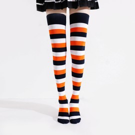 Kayhoma Extra Long Cotton Stripe Thigh High Socks USA Flag Style Over the Knee High Socks, 2 Pairs,…