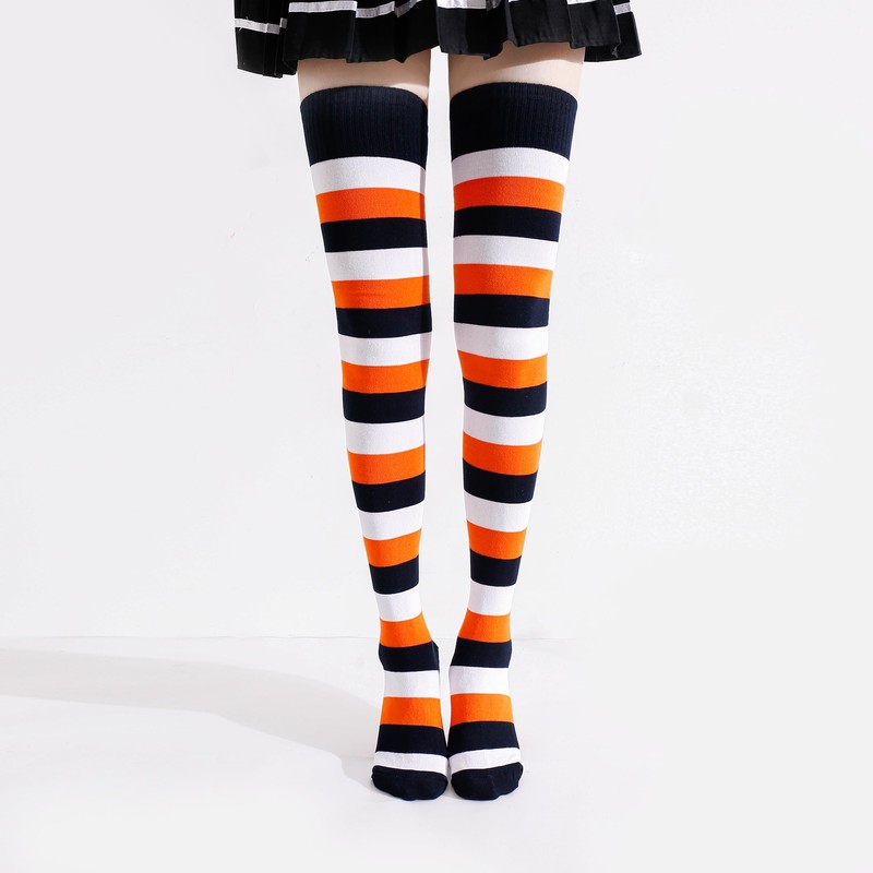Kayhoma Extra Long Cotton Stripe Thigh High Socks USA Flag