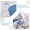 Blue Quilt Set King,3 Pieces Reversible Elegant Blue Botanical Leaves