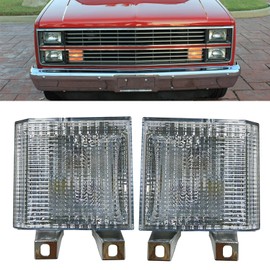 KYYET Pair Clear Lens Park/Signal Lights Compatible with 1983-1988 Chevy Blazer GMC Pickup Truck Driver and Passenger Side w/quad headlamps replaces 918045 918046