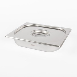 Baki Stainless Steel Gastronorm Container 1/2 Food Pan 65, 100, 150 mm Deep with & Without Lid (65mm Deep with Lid)