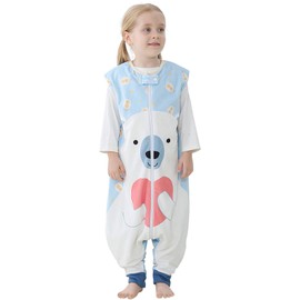 HAHASHOW Baby Sleeping Bag with Feet Girls and Boys Sleeping Romper Sleeping Bag with Legs 1-3 Years Bear