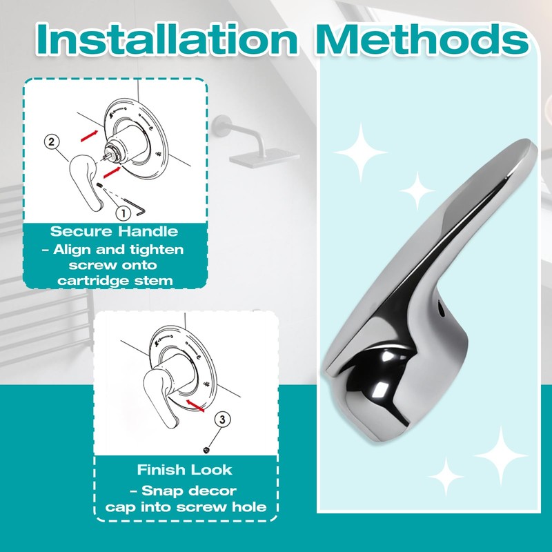 RP48717 Chrome Shower Handle Replacement Accessories Compatible with Delta 13/14