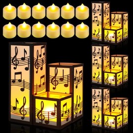 Rossesay 12 piezas de centro de mesa para mesa de 3 tamaños para notas musicales, cajas de farolillos de papel, ideas de mesa, decoraciones para habitación, decoración de fiesta temática de música