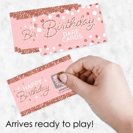 Big Dot of Happiness Pink Rose Gold Birthday - Happy Birthday Party Game Scratch Off Dare Cards - 22 Count