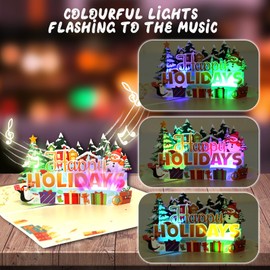 Christmas Card, Christmas Card with Music, Pop-Up Card Christmas with Christmas Tree for Children, Women, Men, Boys, Girls, Customers, Christmas Cards with Envelope (Happy Holiday)