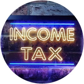 Income Tax Services Display Dual Color LED Neon Sign Blue & Yellow 12" x 8.5" st6s32-i0430-by