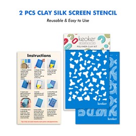 KEOKER Animal Print Silk Screen for Polymer Clay, Snake Pattern Silk Screen Polymer Clay, Cow Speckled Silk Screen Stencils for Polymer Clay (4 Animal)