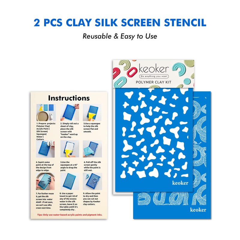 KEOKER Animal Print Silk Screen for Polymer Clay, Snake Pattern