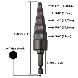 Kigauru 2Pcs 5 in 1 HVAC Repair Tool Set 1/4 Inch Hex Shank 1/4'' 3/8'' 1/2'' 5/8'' 3/4'' Copper Tube Expander for Air Conditioner Copper Pipe Swaging Flaring Tool