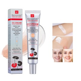 Color Correcting CC Cream with Centella Asiatica Full-Coverage Foundation with SPF 25, Even Skin Tone Makeup and Skin Care, Long Lasting Concealer, Light 45ml