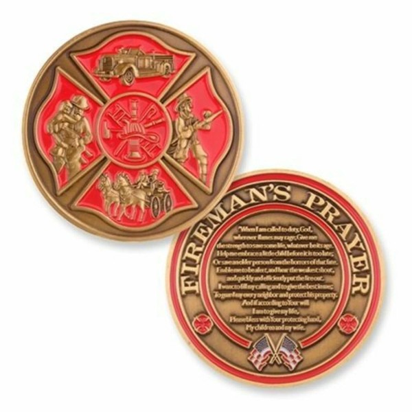 FIRE FIREMAN'S PRAYER MALTESE 1.75" CHALLENGE COIN