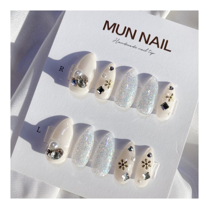 MunNail Snowflake Nail Tips - Short Oval / MunNail 눈꽃송이