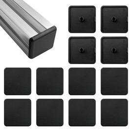 Endkappe Aluprofil 40x40 Abdeckkappe - Aluprofil Kappe Profil Endkappe Profilabdeckkappe Kunststoff, Aluprofil Zubehör Vierkantrohr Endkappen, Kappe für Vierkantrohr (12 Stück, Schwarz)