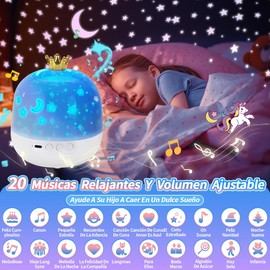 Slowton Luz de Noche de Proyección, Lámpara de Noche USB Recargable con Rotación de 360°, LED Lámpara Proyector Estrella para Habitación de Niños, Regalo para Niños de 3 a 14 Años (Corona)