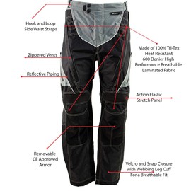 Milwaukee Leather Men’s Tri-Tex Protective Motorcycle Biker Racing Pants w/CE Armor Protection - 32