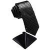 DiBanGu Shiny Black Sequin Slim Tie Set,Mens Solid Skinny Necktie