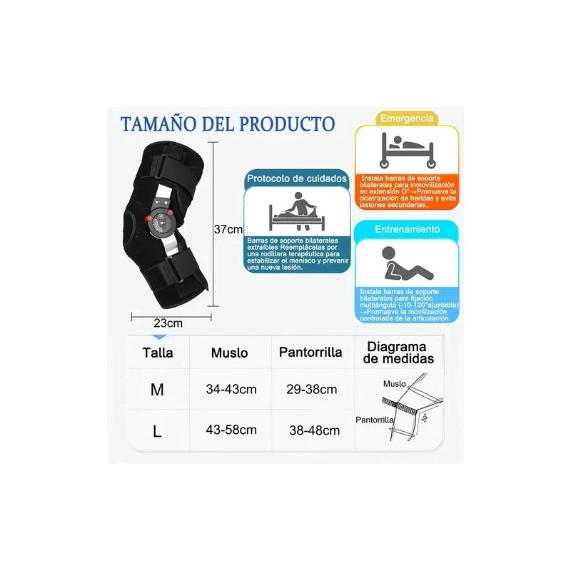 Rodillera Mecanica Postoperatoria Soport Ortopedia Ajustable