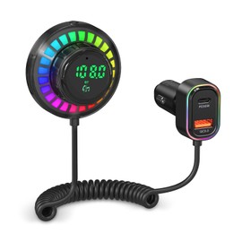 Ankilo Bluetooth 5.3 FM Transmitter, Car Bluetooth Adapter Hands-Free Car Kit, PD 30W& QC3.0 Fast Charge, Support TF Card, AUX Output, Crystal Sound, Colorful Ambient Light
