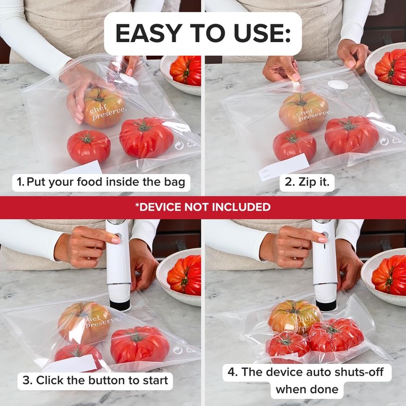 Chef Preserve Reusable Vacuum Sealer Bags for Food – 30
