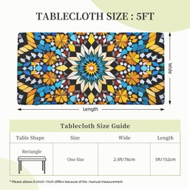 HCLYvexiria Rectangle Table Cover Waterproof Table Cloth 30"x60" Moroccan Color Pattern Table Cloths Tablecloth for Kitchen Wrinkle Free Tablecover for Dining Outdoor Camping Picnic