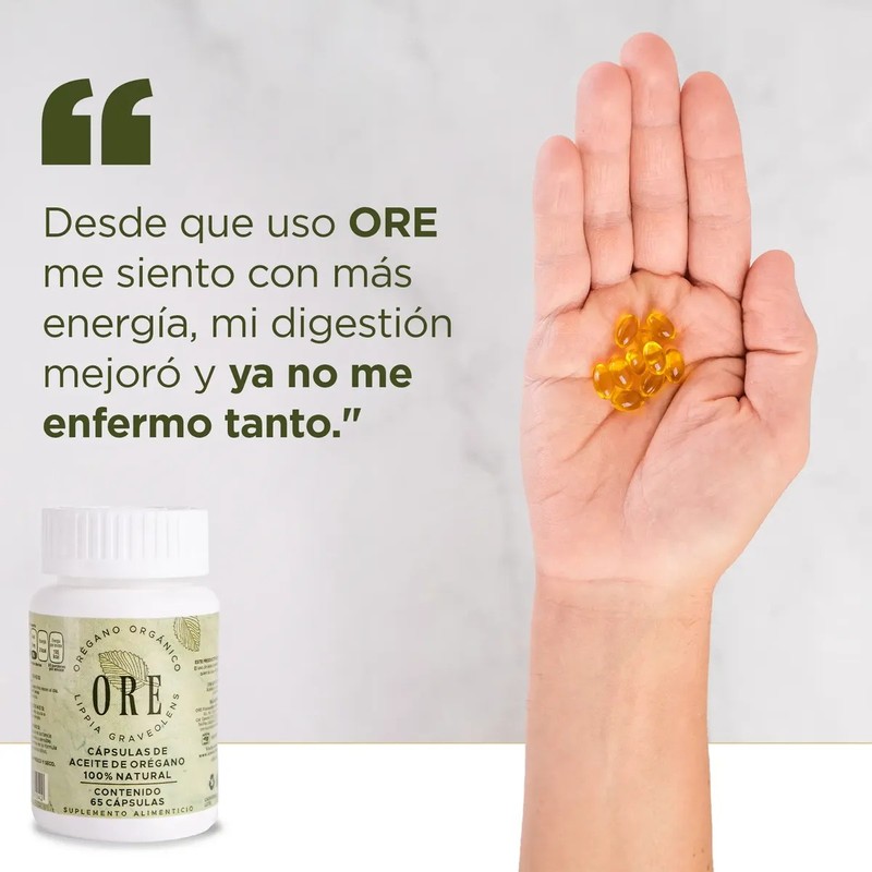 Aceite De Oregano Ore, 65 Capsulas Cu Kit 2 Frascos