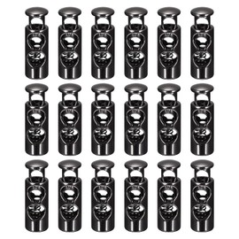 sourcing map 18pcs Metal Cord Locks, 4mm Double Hole Spring Stopper Fastener Slider Toggles End for Drawstrings Bags Backpacks Clothing Lanyards, Black