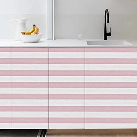 Pink Stripe Peel and Stick Wallpaper 15.7" x 118" Pink and White Self-Adhesive Wallpaper Removable Waterproof Contact Paper for Cabinets,Bedroom,Nursery,Accent Wall