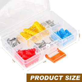 Arcjunys Pack of 60 Dowels Set with Screws, Dowels Set Screws and Wall Plugs Set, Wood Screws, Expansion Dowels Kit, Universal Dowels for Drywall, Concrete, Brick, Plasterboard, Blue/Red/Yellow