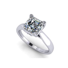 NANA Silver 8.00mm (3.00ct) Asscher Cut Zirconia Lucita Solitaire Ring-Platinum Plated-Size 5.5