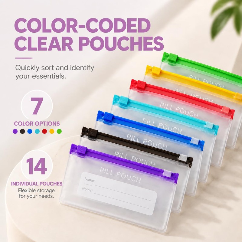 Pill Pouches for Travel Bag, Size 4.5 X 3.5 with