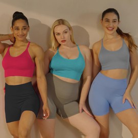 Evercute Brasier deportivo con espalda cruzada acolchada y espalda cruzada para yoga, entrenamiento, fitness, bajo impacto, Negro Blanco Gris Rojo Peacock Blue 5 Pack, S