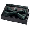 JEMYGINS Men's Paisley Pattern Bow Tie, Cuffs, Buttons, Handkerchief Set,